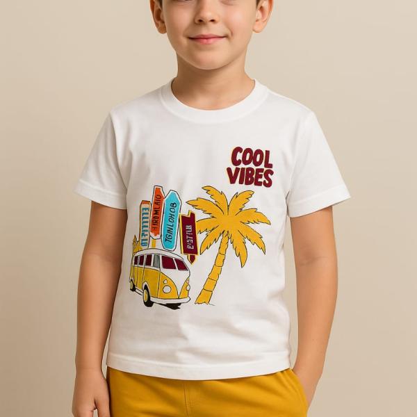 Cool Vibes" Printed T-Shirt & Shorts