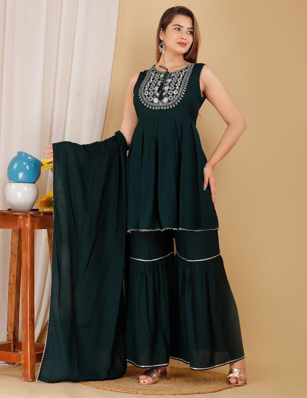 Anarkali-style Kurti Palazzos Set