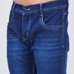 Dark Blue Narrow Fit Jeans with Light Shaded