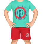 Boys Red Road Car Printed T-Shirt & Shorts Set