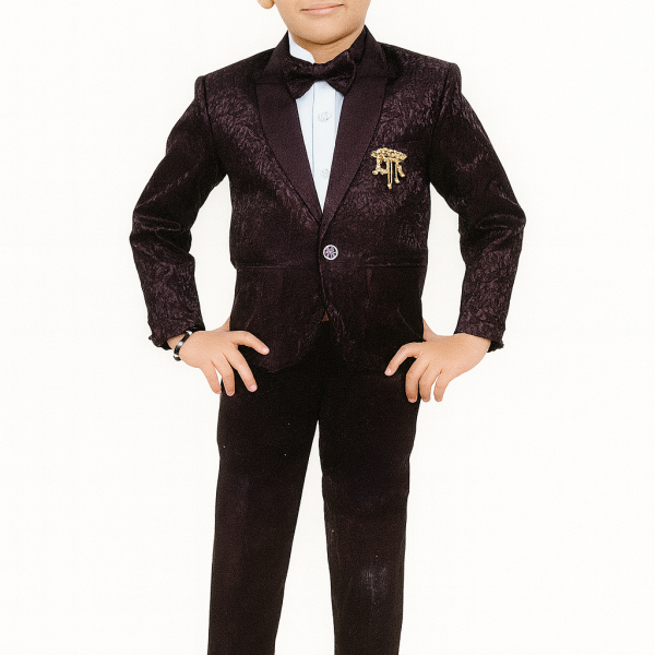 Boys Designer Suit Set with Bow Tie