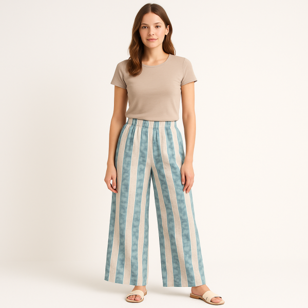 Women Striped Wide-Leg Rayon Palazzo