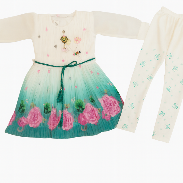 Floral Ombre Frock with Leggings Set