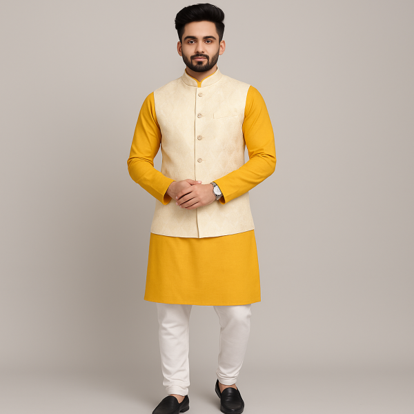 Traditional Kurta Bandi Pajama Set for Men