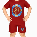 Boys Red Road Car Printed T-Shirt & Shorts Set