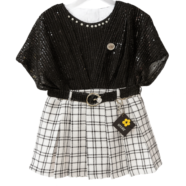 Stylish Black & White Party Dress for Girls