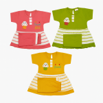 IceCream Cream Printed Baby Frock Set (3 Piece Combo set