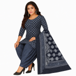 Printed Cotton Patiala Suit Set for Women