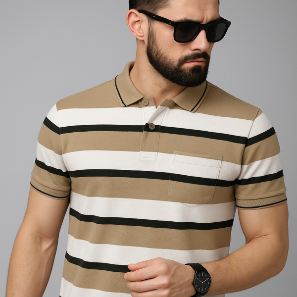 Striped Polo T-shirt with Pocket