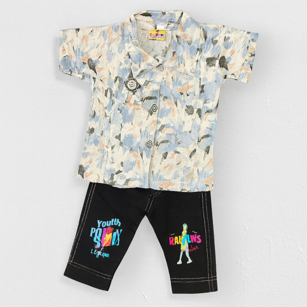Boys Shirt & Pant Set – Printed Casual Wear