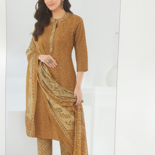 Women’s Mustard Printed Kurta Set with Dupatta