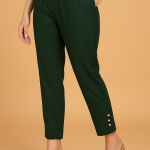 Women's Straight Fit Pants with Button