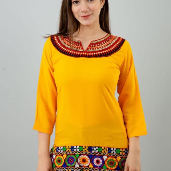Festive Yellow Embroidered Top