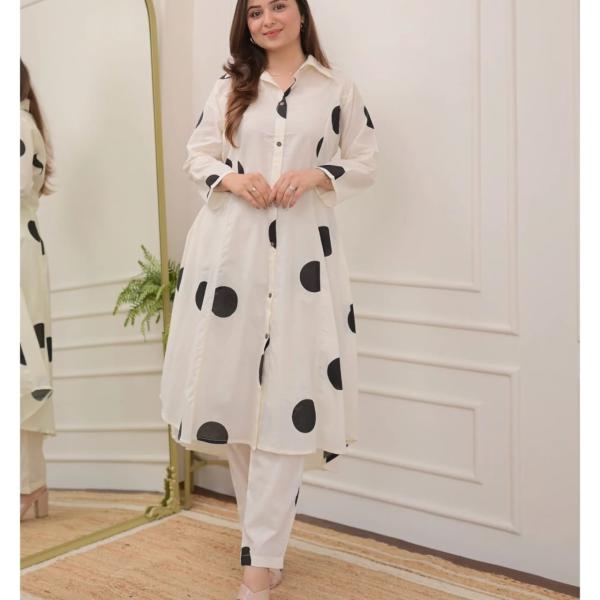 White with Black Polka Dots