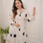 White with Black Polka Dots