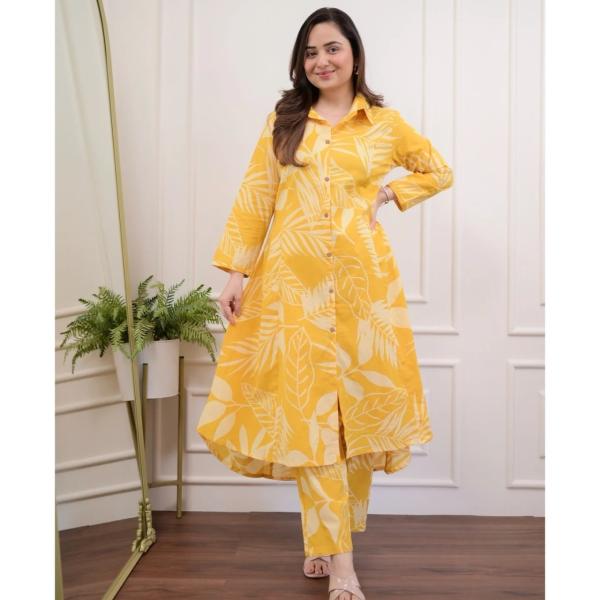 Sunshine Leafy Print Kurta Set