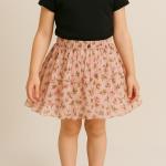 Girls’ Printed Skirt with Plain T-shirt