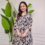 Navy Blue Floral Kurta Set