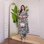 Navy Blue Floral Kurta Set