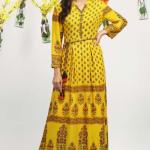 Mustard Yellow Floral Printed Maxi Dress