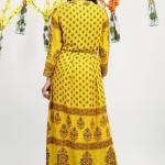 Mustard Yellow Floral Printed Maxi Dress