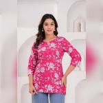 Pink Floral Printed Kurti for Women