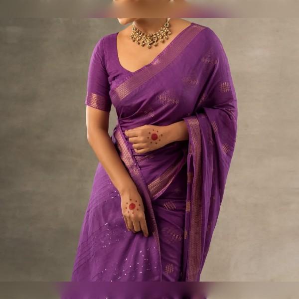 "Nayra Purple Woven Silk Saree"