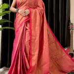 Elegant Tissue Linen Red Border Saree