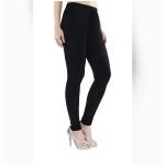 Women's Solid Black Cotton Leggings  Fabric: