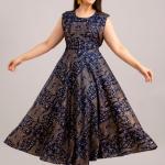 Elegant Black Rayon Sleeveless Anarkali Gown