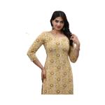 Women's Mustard Yellow Pure Cotton Printed Straight Kurti