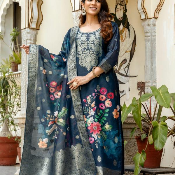 Floral Printed Kurti Set with Dupatta