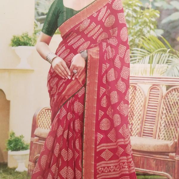 Women’s Traditional Printed Georgette Saree with Blouse Piece
