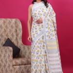 Cotton hand block printed saree