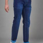Dark Blue Narrow Fit Jeans with Light Shaded