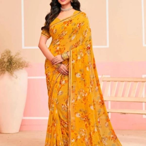 Geometric Print Daily Wear Gorget Saree