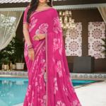 Laxmipati Saree Floral Print Chiffon Saree With Blause