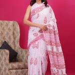 Cotton hand block printed saree