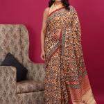 Cotton hand block printed saree