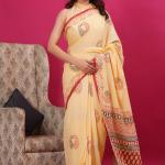 Cotton hand block printed saree