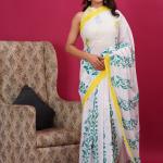 Cotton hand block printed saree